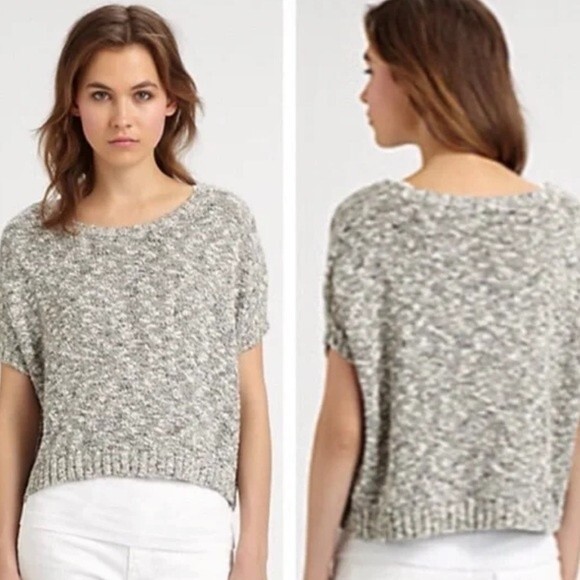 Vince Women's Size S Boxy Chunky Knit Sweater Gray Marl Linen Blend Contemporary - Picture 1 of 10